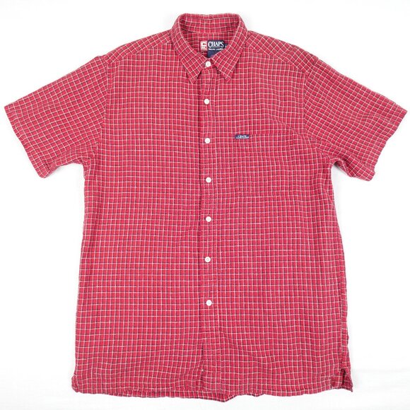 Vintage Chaps Ralph Lauren Flax Linen Cotton Short Sleeve Shirt Men's M Casual - Picture 1 of 10